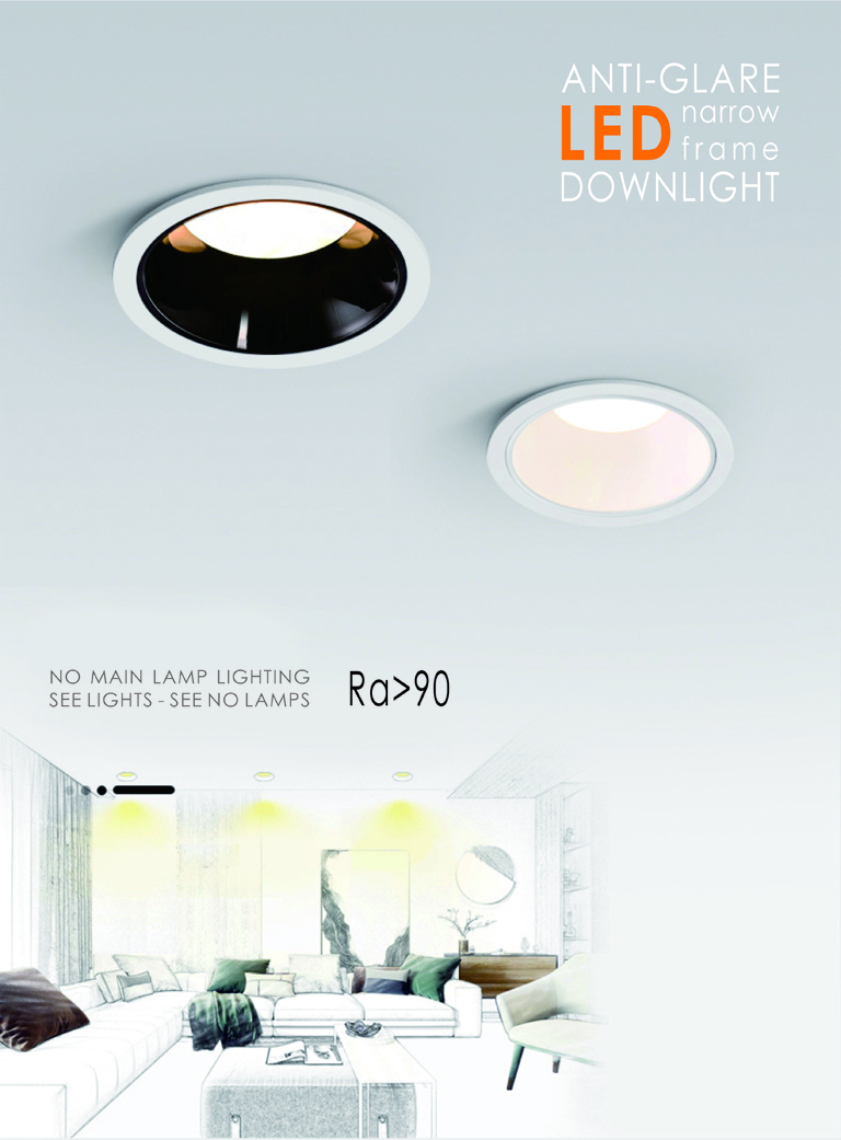 Anti Glare Narrow Frame LED Downlights Recessed Ceiling Light